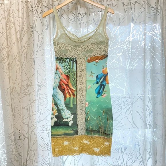 VINTAGE CASADEI BETTY BOOP SLEEVELESS MINI DRESS green blue gold - Picture 6 of 13